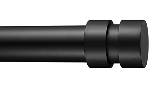 BRIOFOX Adjustable Modern Curtain Rods 1 Inch for Windows 72 to 144 inch With End Cap Design Finials, Decorative Drapery, Black