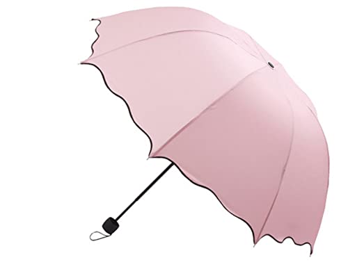ACEFAST INC Dome Parasol Sun-rain Umbrella,Triple Folding Ruffled Anti-uv Parasol (Pink)