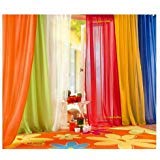 6 piece Rainbow Transparent Window Panel Curtain Set Explosion Special!!!! Orange, Green, White, Red, Yellow, Blue