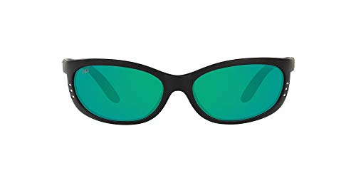 Costa Del Mar Men's Fathom Polarized Oval Sunglasses, Matte Black/Copper Green Mirrored Polarized-580G, 61 mm