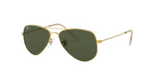 Ray-Ban RB3044 Aviator Small Metal Sunglasses, Gold/G-15 Green, 52 mm