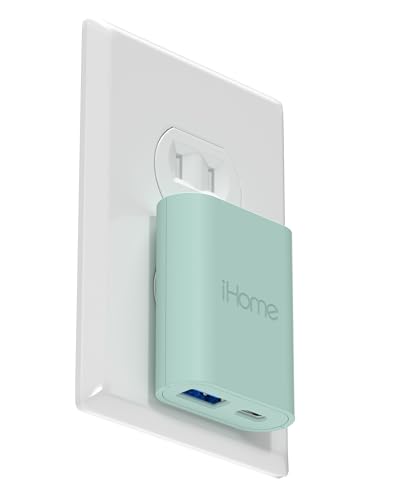iHome USB C Charger: AC Pro 20W Multiport USB Charger (1 USB-C Port, 1 USB-A Port), Flat USB C Charger Block, Dual Port USB Plug Adapter & Phone Charging Block
