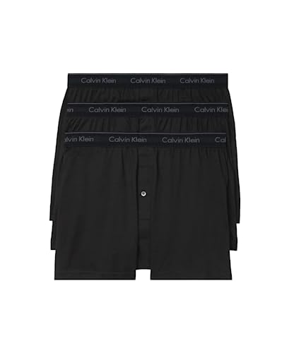 Calvin Klein Men's Cotton Classics 3-Pack Knit Boxer, 3 Black, M