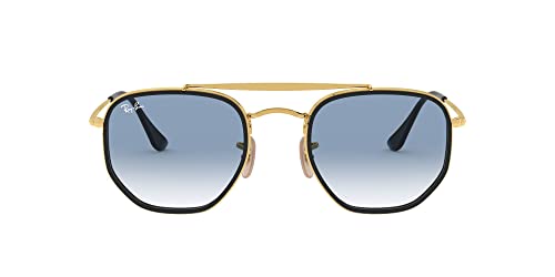 Ray-Ban RB3648M The Marshal II Hexagonal Sunglasses, Gold/Clear Gradient Blue, 52 mm