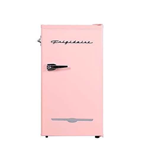 FRIGIDAIRE EFR376 Retro Bar Fridge Refrigerator with Side Bottle Opener, 3.2 cu. Ft, Pink/Coral