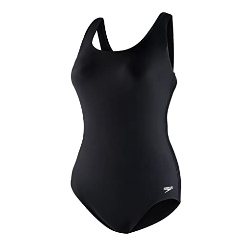 Speedo Women's Standard Swimsuit One Piece Endurance Ultraback Solid Contemporary Cut, Speedo Black, 16