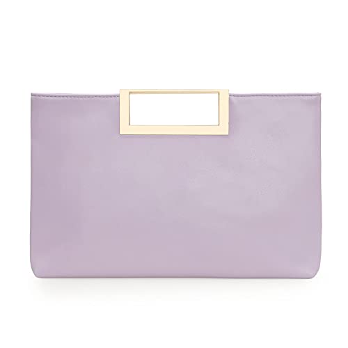 CHARMING TAILOR Fashion PU Leather Handbag Stylish Women Convertible Clutch Purse (Lavender)
