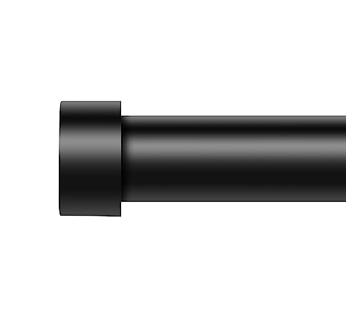 VOIIY Curtain Rods for Windows 48 to 84 Inch(4-7 Feet),Black 1'' Diameter Drapery Rods with End Cap Style Design,Modern Adjustable Heavy Duty Curtain Rod,Size:36''-88''