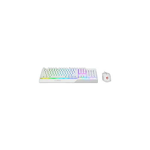 MSI Vigor GK30 Combo White, 6-Zone RGB GK30 Gaming Keyboard & GM11 Gaming Mouse, Water Repellent & Splash-Proof, 5000 DPI