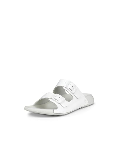 ECCO Women's Cozmo Two Band Buckle Slide Sandal, Bright White, 8-8.5