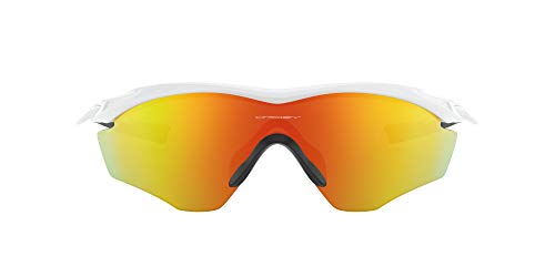 Oakley Men's OO9343 M2 Frame XL Rectangular Sunglasses, Polished White/Fire Iridium, 45 mm