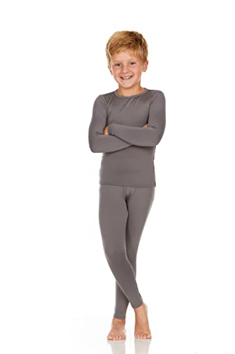 Thermajohn Boys Thermal Underwear Set for Kids Long Johns Underwear for Boys Thermal Top and Bottom Set for Winter (Grey, Small)