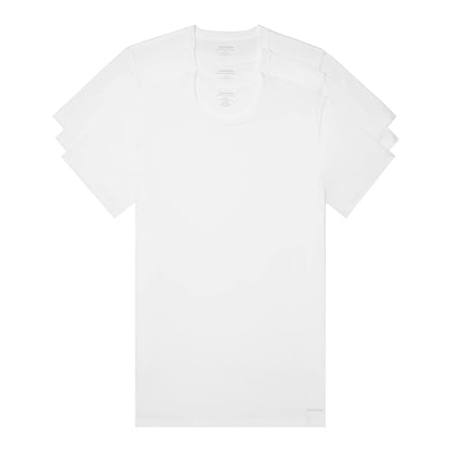 Calvin Klein Men's Cotton Classics Undershirts, 3 WHITE - CREWNECK, L (Pack of 3)