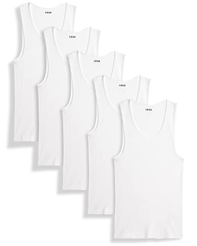 IZOD Men’s Undershirts – Soft Breathable A-Shirt Tank Top (5 Pack), White/White/White/White/White, L