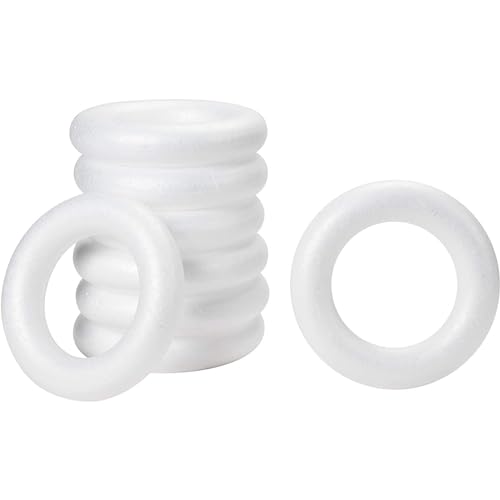 Juvale 6 Inch Foam Wreath Forms for Crafts, White Circles for Christmas Decorations, DIY Supplies (8 Pack)