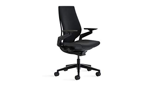Steelcase Gesture Office Chair - Ergonomic Work Chair with Wheels for Hard Flooring - Comfortable Office Chair - Intuitive-to-Adjust Chairs for Desk - 360-Degree Arms - Licorice Fabric, Dark Frame