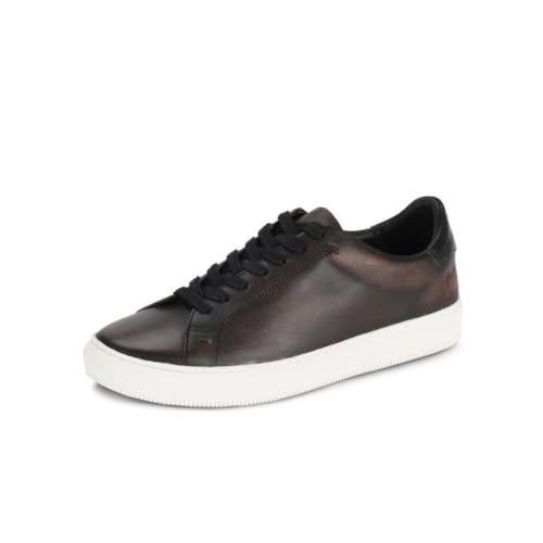 Frye Astor Low Lace Sneakers for Men Crafted from Leather with Artisanal Hand-Tacking Details, Cushioned Poron Footbeds, Padded Collar and Tongue, and Waxed Cotton Laces, Black - 11 M