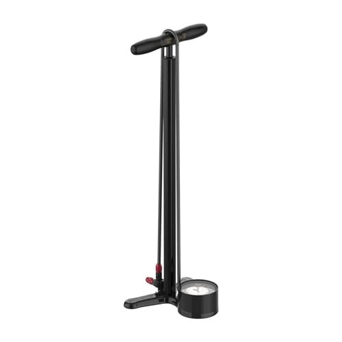 LEZYNE Classic Floor Drive 3.5 High Pressure Bicycle Floor Pump with Accurate 3.5' Analog Gauge - 220 PSI Tire Air Pump for Road/Track Bikes - ABS-1 Pro Chuck for Presta/Schrader Valve, Metallic Black