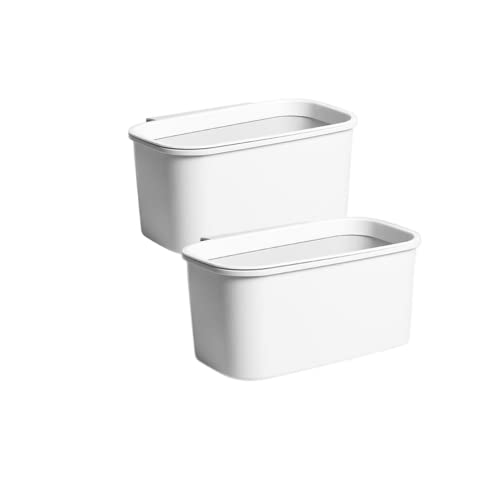 2 Pack White Hanging Cup Holders,10x5x4.5'Kitchen Cabinet Door Basket Storage,Hanging Buckets Hanging Bins,Plant Containers,Storage Bucket,Make Up Pencil Holder,Kitchen Storage Container