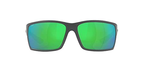 Costa Del Mar Men's Reefton Polarized Rectangular Sunglasses, Matte Grey/Copper Green Mirrored Polarized-580P, 64 mm