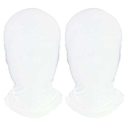 HOMELEX 2 Pieces Full Face Mask, 2nd Skin Masks,Halloween Spandex Hood for Unisex Cloth-White