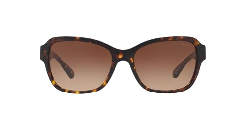 Coach HC8232 Sunglasses, Dark Tortoise/Brown Gradient, 56 mm