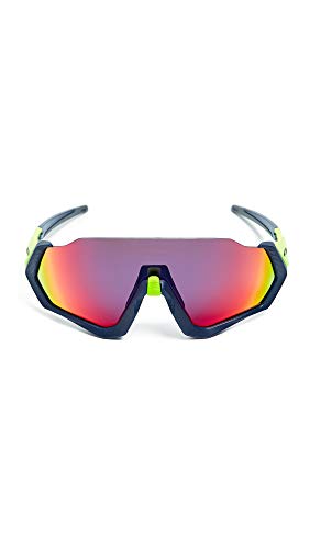 Oakley Men's Oo9401 Flight Jacket Rectangular Sunglasses, Matte Navy/Prizm Road, 37 mm