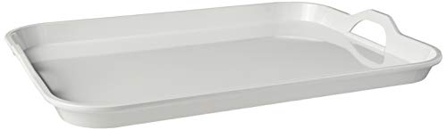Hutzler Melamine Serving Tray with Handles, 20' x 15', White