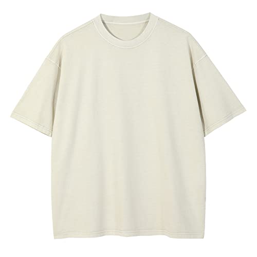 Aelfric Eden Mens Oversized Shirts Washed Loose Tee Solid Crewneck Summer Casual Tops