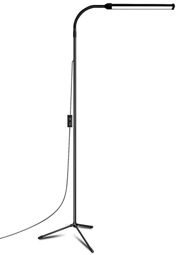 EBEST Led Floor Lamp for Eyelash Extensions Craft Task Lamps Floor Standing light Adjustable Gooseneck Dimmable lash Light LED Lamp for eyelash Facial Spa Salon Makeup