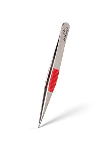 Beaditive High Precision Heavy-Duty Tweezers With Cushion - 4.7' Craft Tweezers for Sewing, Beading & DIY Crafts - Non-Serrated, Fine Point Tips - Stainless Steel Needle Nose Hobby Tweezers