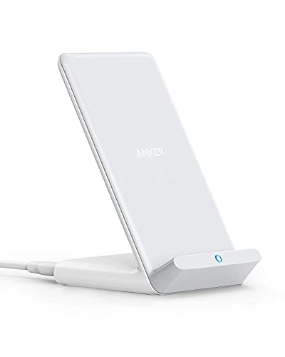 Anker 313 Wireless Charger (Stand), Qi-Certified for iPhone 14/14 Pro/14 Pro Max/13/13 Pro Max, 10W Fast-Charging Galaxy S20, S10 (No AC Adapter)
