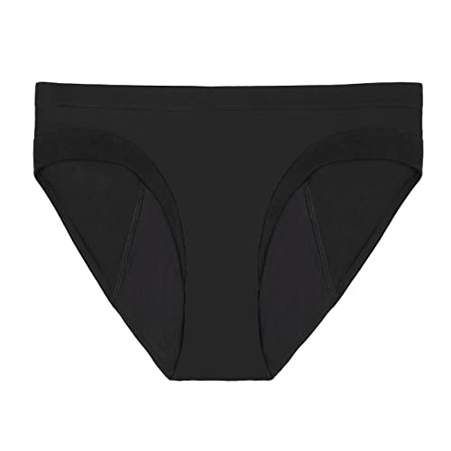 THINX Modal Cotton Bikini Period Underwear for Women, FSA HSA Approved Feminine Care, Menstrual Underwear Holds 3 Tampons, Black, Medium
