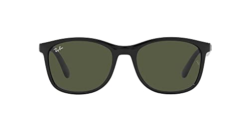 Ray-Ban RB4374F Low Bridge Fit Square Sunglasses, Black/Green, 58 mm