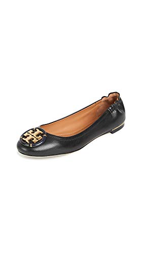 Tory Burch Women's Minnie Ballet with Multi Logo Flats, Perfect Black, 7.5 Medium US