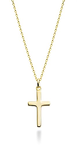 Miabella Italian 925 Sterling Silver or 18Kt Yellow Gold Over Silver Cross Necklace for Women, Small Cross Pendant on 18 Inch Chain Made in Italy (yellow-gold-plated-silver)