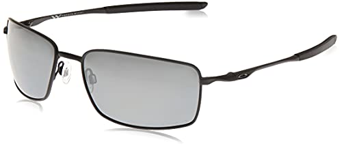 Oakley Men's OO4075 Square Wire Rectangular Sunglasses, Matte Black/Black Iridium Polarized, 60 mm