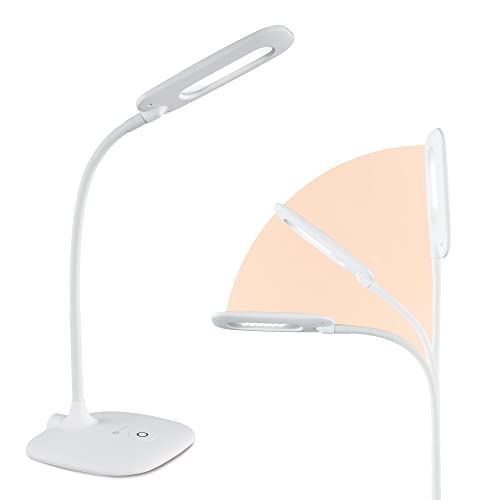 OttLite LED Soft Touch Desk Lamp - 3 Brightness Settings with Energy Efficient Natural Daylight LEDs - Adjustable Flexible Neck & Touch Controls for Tabletops, Home Office, Computer Desk, & Dorms