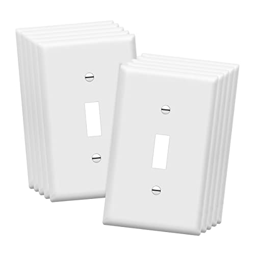ENERLITES Light Switch Cover Plate, Toggle Wall Plate Cover, Size 1-Gang 4.50' x 2.76', Unbreakable Polycarbonate Thermoplastic, 8811-W-10PCS, White (10 Pack)