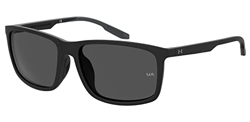 Under Armour Men's UA Loudon Rectangular Sunglasses, Matte Black, 58mm, 17mm