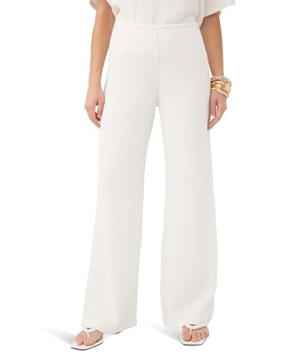 Trina Turk Women's Plisse Wide Leg Pant, Whitewash