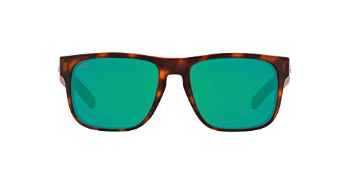 Costa Del Mar Men's Spearo Polarized Square Sunglasses, Matte Tortoise/Green Mirrored Polarized-580G, 56 mm