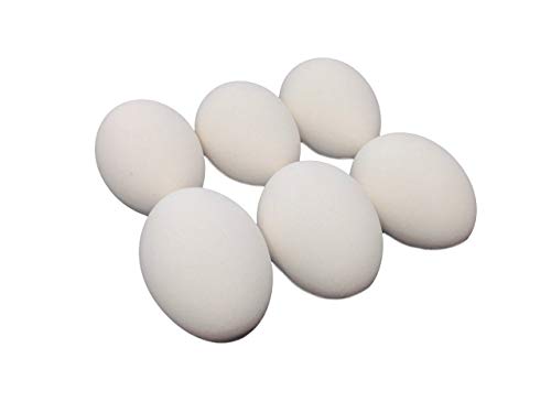 Ceramic Chicken Nesting Eggs (White) - Fake Training Eggs for Laying Chickens, Hen Nest Boxes & Home Decoration - 6 Pack