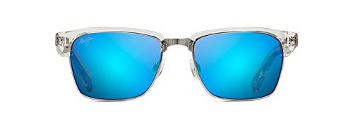 Maui Jim Men's and Women's Kawika Polarized Classic Sunglasses, Crystal/Blue Hawaii, Medium