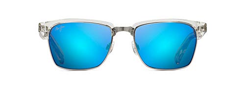 Maui Jim Men's and Women's Kawika Polarized Classic Sunglasses, Crystal/Blue Hawaii, Medium