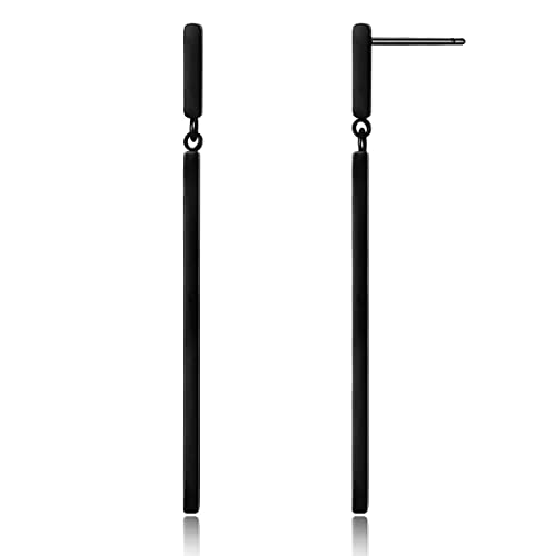 Black Long Metal Bar Dangle Drop Earrings for Women Minimalist Vertical Bar Earrings Geometric Jewelry Gifts