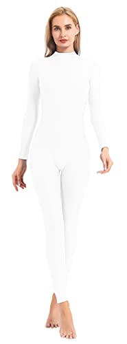 speerise Adult High Neck Zip One Piece Unitard Full Body Leotard Bodycon Jumpsuit for Women
