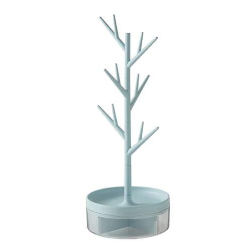 Half Room Branch Jewelry Rack With Rotatable Base and Storage Box Tree Tower Rack Hanging Organizer for Ring Earrings Necklace Bracelet,Suitable for living rooms, bathrooms,offices,etc.
