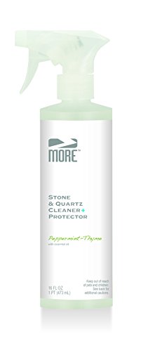 MORE Stone & Quartz Cleaner + Protector - Water-Based Surface Spray - Granite, Quartz & Marble Cleaner - For Kitchen & Bathroom Countertops & Floors - Peppermint-Thyme Essential Oil - Pint (16oz)