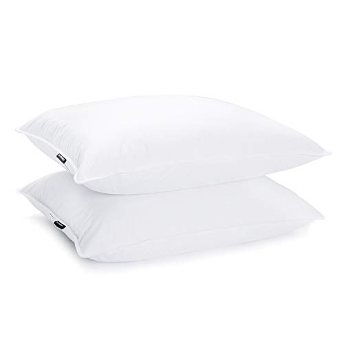 JA COMFORTS Duck Feather Down Bed Pillows for Sleeping(2 Packs)-Standard/Queen(20IN×28IN),High Filling Weight,600 Thread Count,Double-Layer Downproof Fabric Design,10% Duck Down,Cotton Cover,White